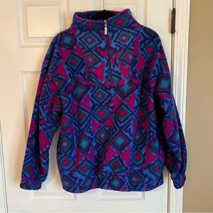 Women's Janeve Vintage 90s Pullover 1/4 Zip Colorful Size Medium with pockets